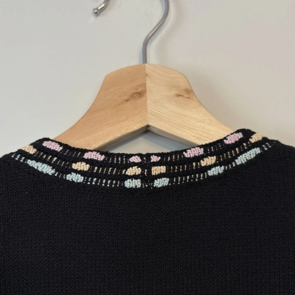 St. John Black Jacket with Embroidered Pink And Blue Trim Business Professional - Picture 6 of 6